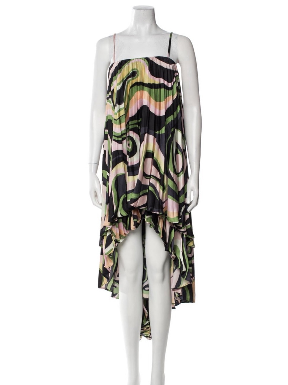 Hutch Black, Pink & Green Abstract High-Low Skirt Dress